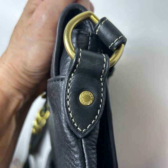 Vintage Ghurka Black Pebble Calfskin Luxury Leather Flap Shoulder Crossbody Bag - Picture 5 of 16